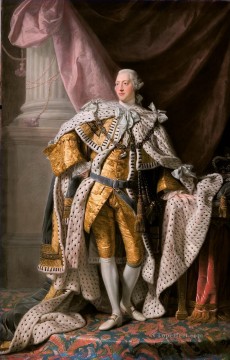 アラン・ラムゼイ Painting - 戴冠式のローブを着たジョージ 3 世国王 アラン・ラムゼイの肖像画 古典主義